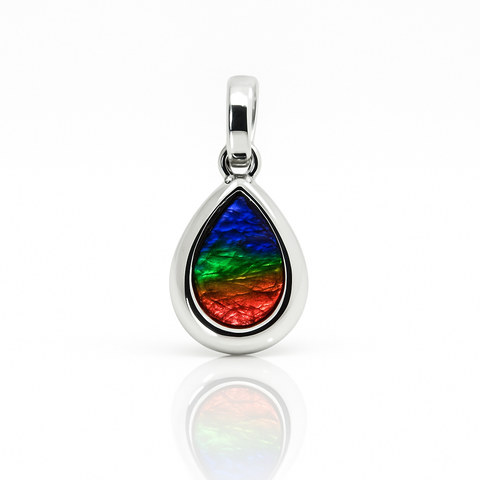 Ammolite Sterling Silver AA Teardrop Pendant