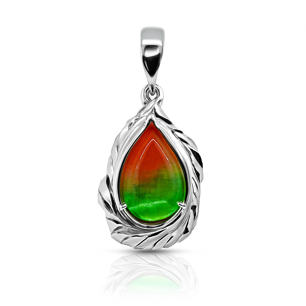 Ammolite Sterling Silver AA Teardrop Pendant