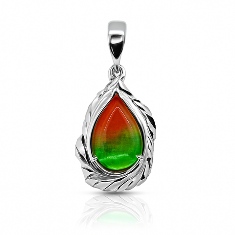 Ammolite Sterling Silver AA Teardrop Pendant