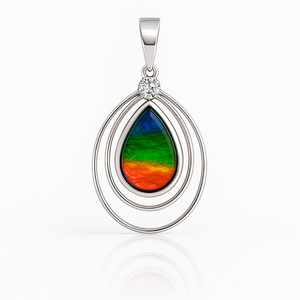 Ammolite Sterling Silver AA Teardrop Pendant