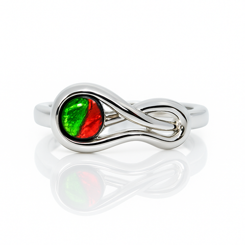 Ammolite Sterling Silver Round Ring
