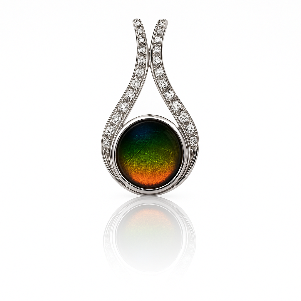 Ammolite Sterling Silver Round Pendant