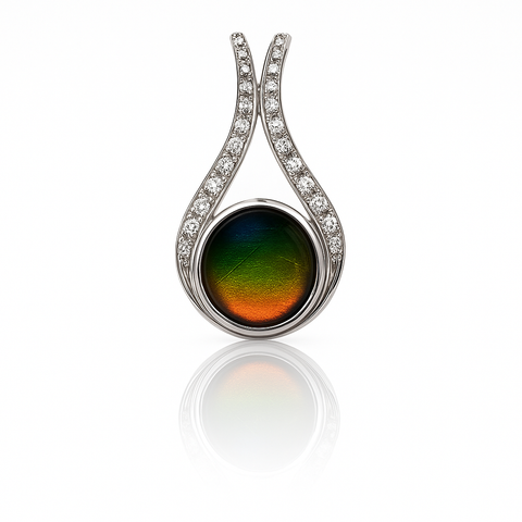 Ammolite Sterling Silver Round Pendant