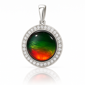 Ammolite Sterling Silver Round Pendant