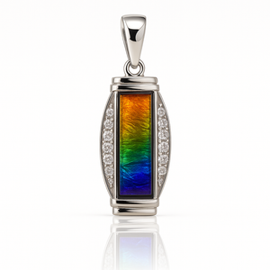 Ammolite Sterling Silver Rectangle Pendant