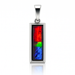 Ammolite Sterling Silver AA Grade Rectangle Pendant