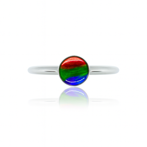 Ammolite Sterling Silver AA Round Ring