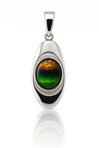 Ammolite Sterling Silver Oval Pendant