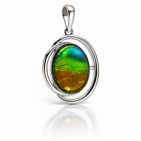 Ammolite Sterling Silver Oval Pendant