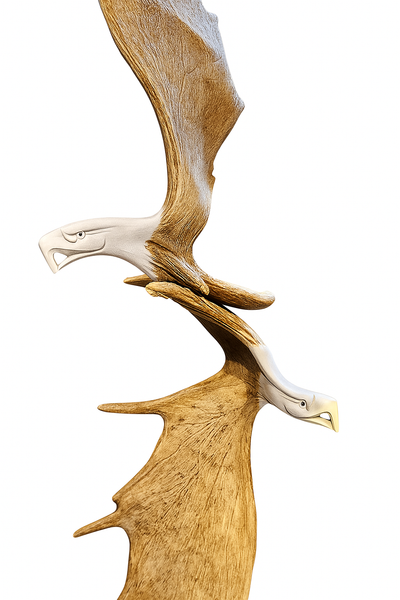 Double Eagle Moose Antler Carving