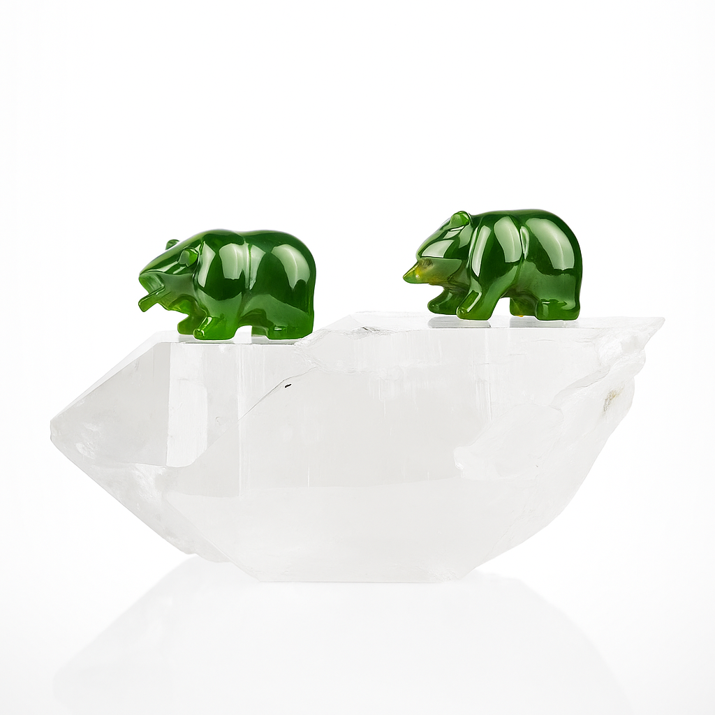 Double Bear on Clear Quartz