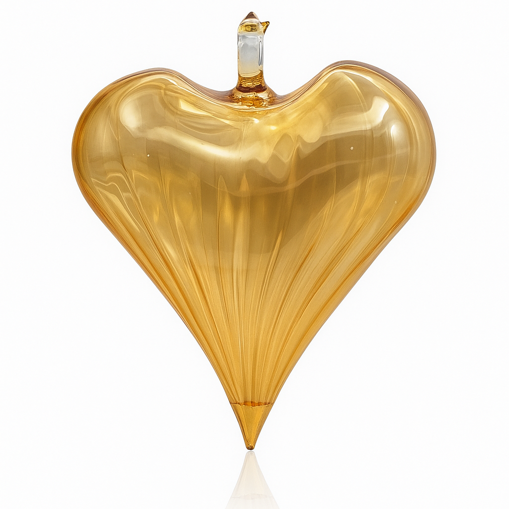 Glass Heart Ornament - Yellow