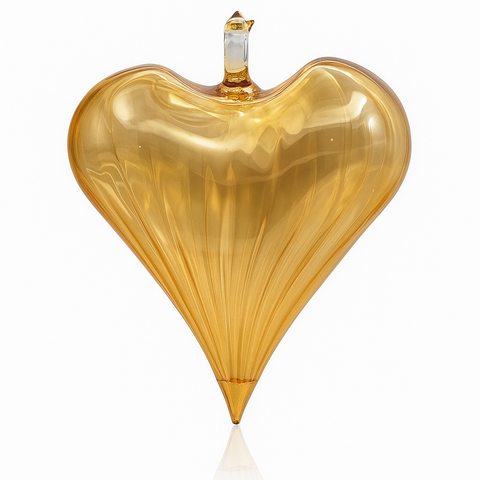 Glass Heart Ornament - Yellow