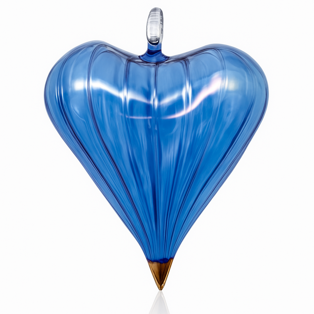 Glass Heart Ornament - Light Blue