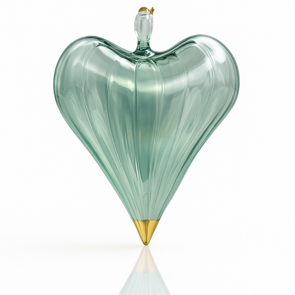 Glass Heart Ornament - Green
