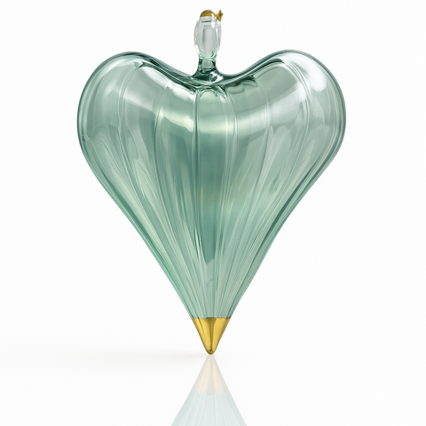 Glass Heart Ornament - Green