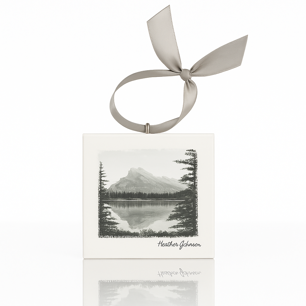 Rundle Mountain Mini Canvas Ornament