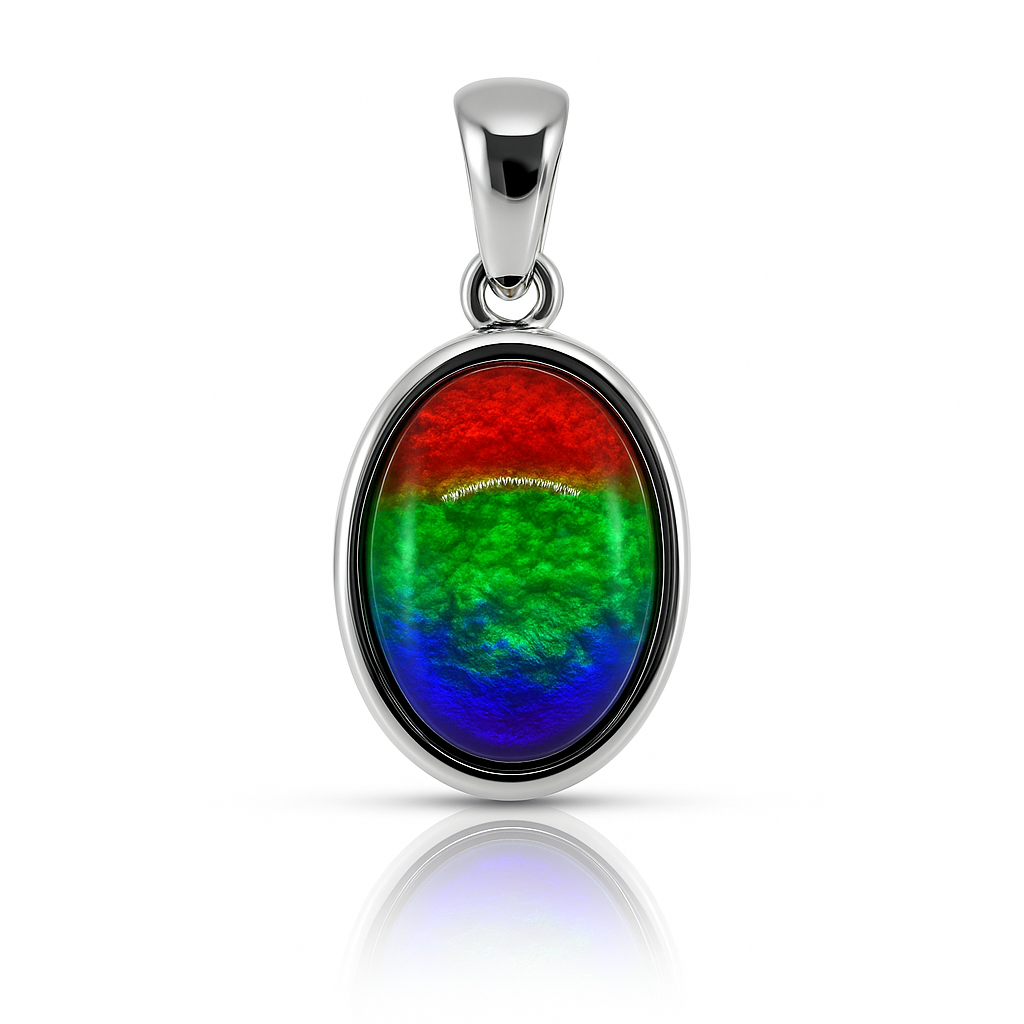 Ammolite Sterling Silver AA Oval Pendant