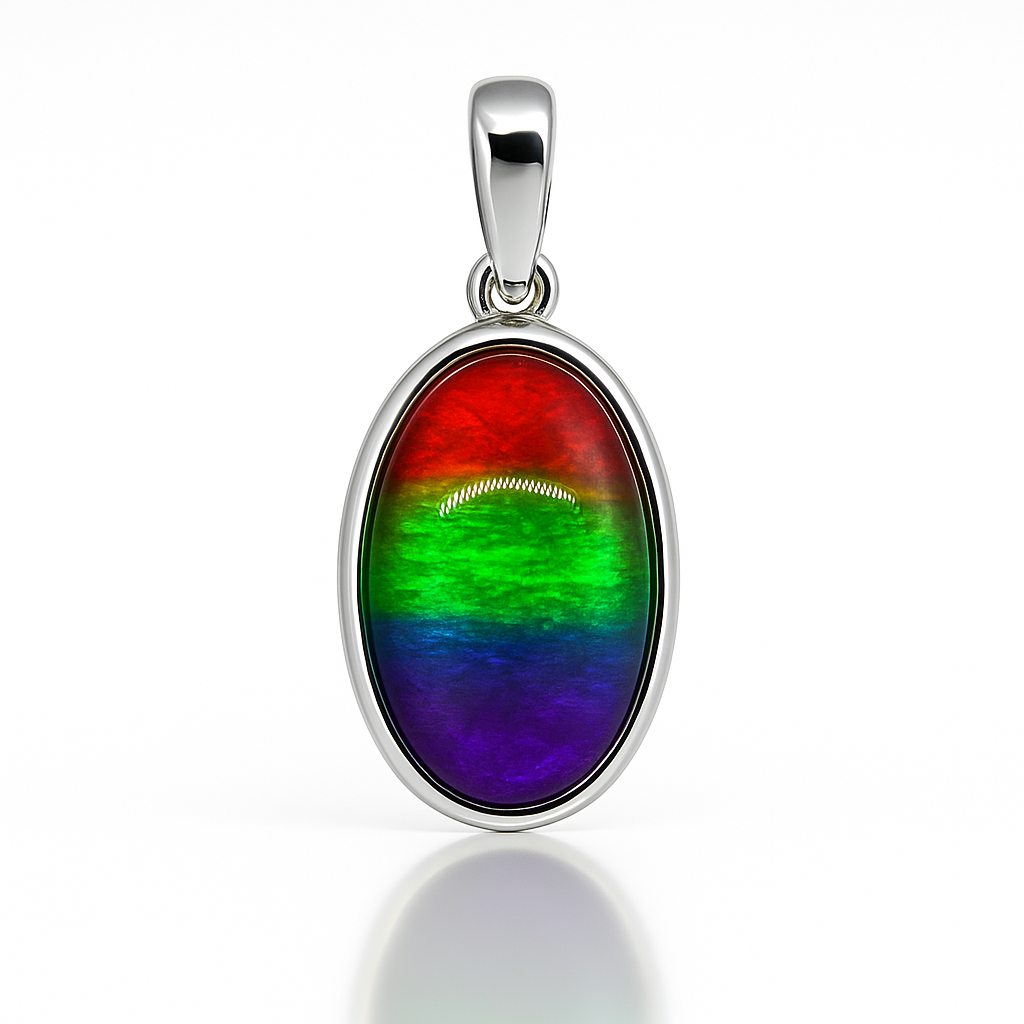 Ammolite Sterling Silver AA Oval Pendant