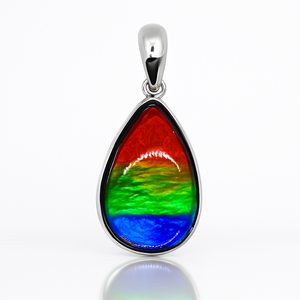 Ammolite Sterling Silver AA Pear Pendant