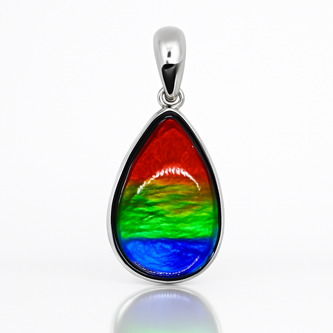 Ammolite Sterling Silver AA Pear Pendant
