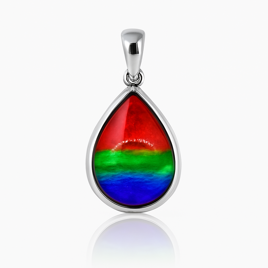Ammolite Sterling Silver AA Pear Pendant