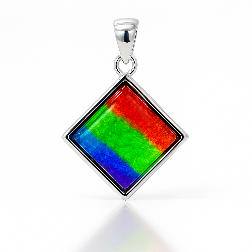 Ammolite Sterling Silver AA Square Pendant