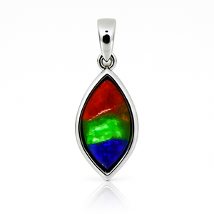 Ammolite Sterling Silver AA Marquise Pendant