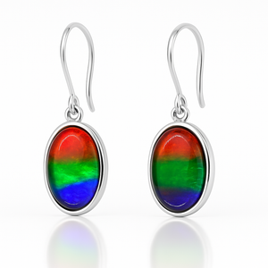 Ammolite Sterling Silver AA Oval Earrings