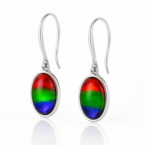 Ammolite Sterling Silver AA Oval Earrings