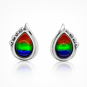 Ammolite Sterling Silver AA Pear Earrings