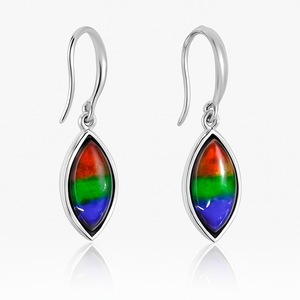 Ammolite Sterling Silver AA Marquise Earrings