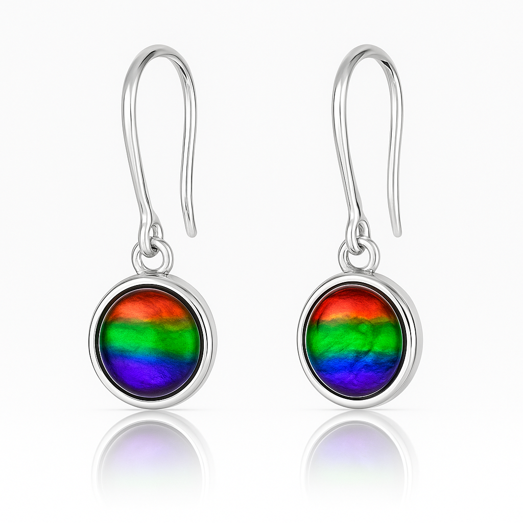 Ammolite Sterling Silver AA Round Earrings