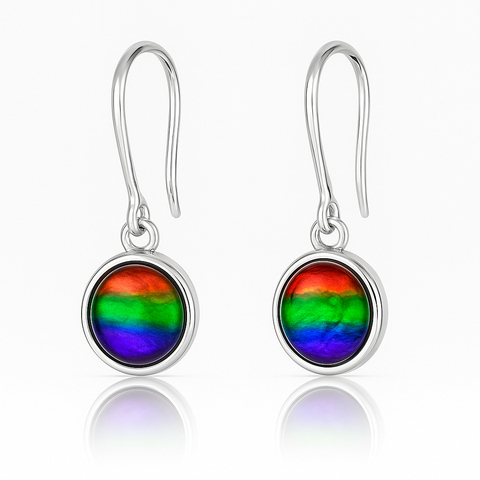 Ammolite Sterling Silver AA Round Earrings