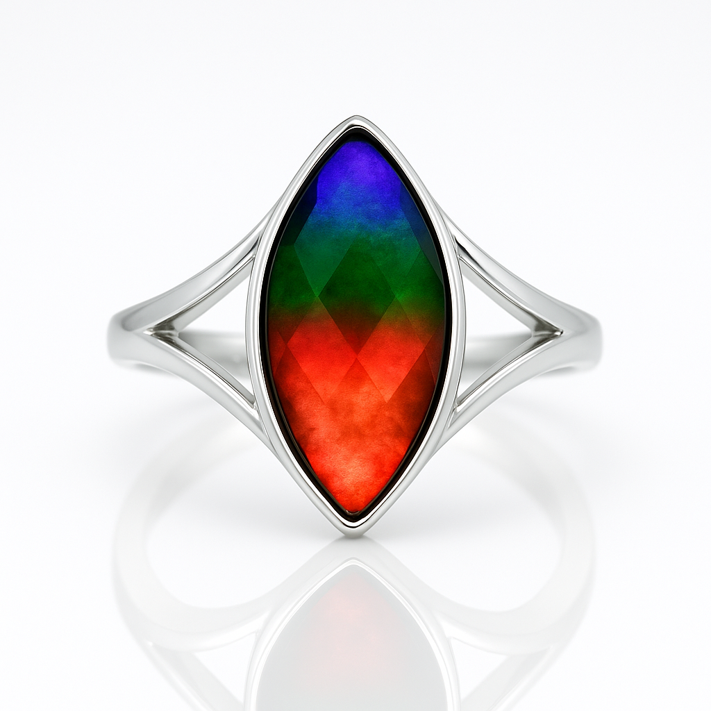 Ammolite Sterling Silver AA Marquise Ring