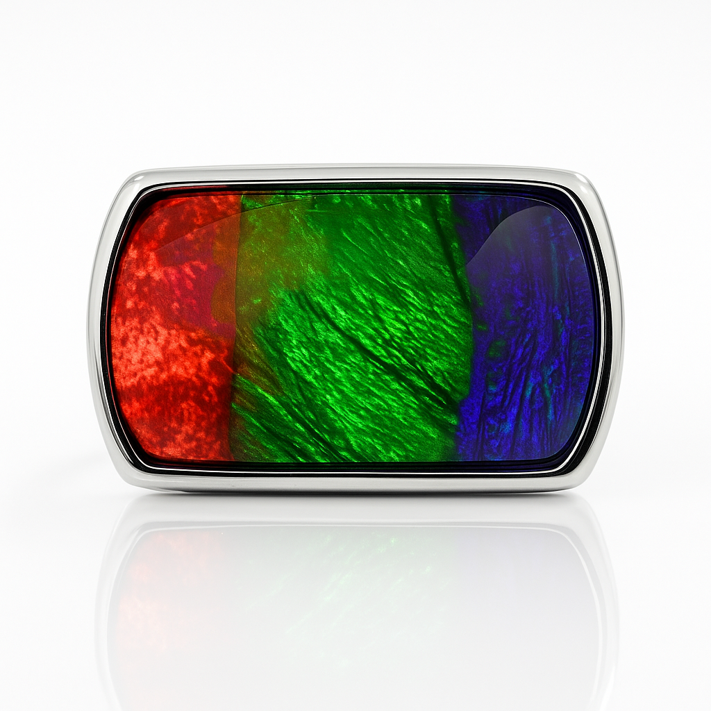 Ammolite Sterling Silver AA Rectangle Ring