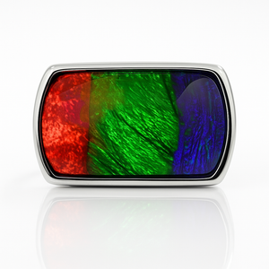 Ammolite Sterling Silver AA Rectangle Ring