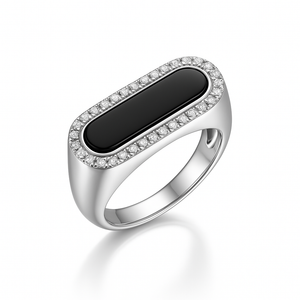 Paperclip Black Agate Ring