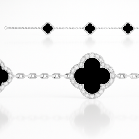 3 Flower Black Onyx Bracelet