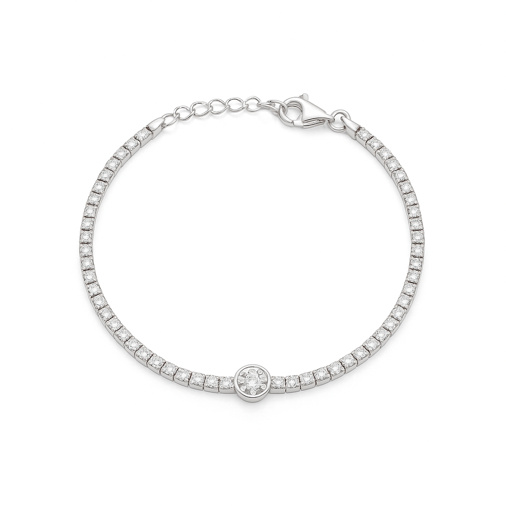 Bezel Set Round Cut Tennis Bracelet