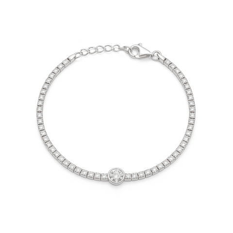 Bezel Set Round Cut Tennis Bracelet