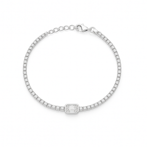 Bezel Set Rectangle Cut Tennis Bracelet