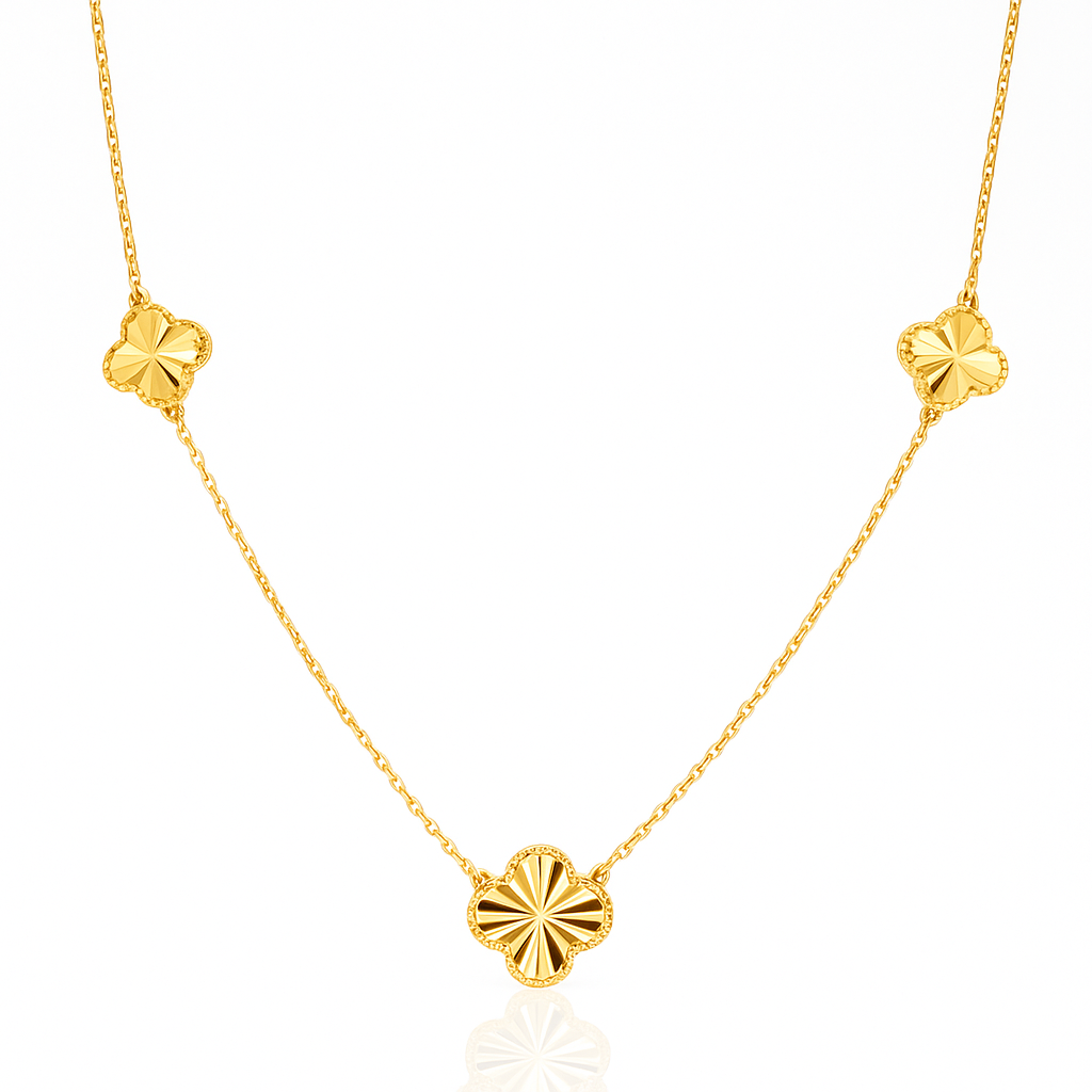 3 Flower Diamond Cut Necklace