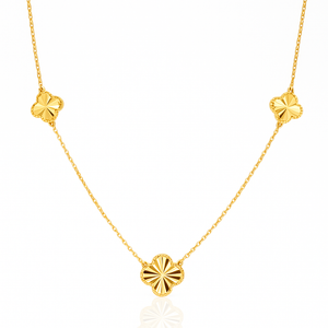 3 Flower Diamond Cut Necklace