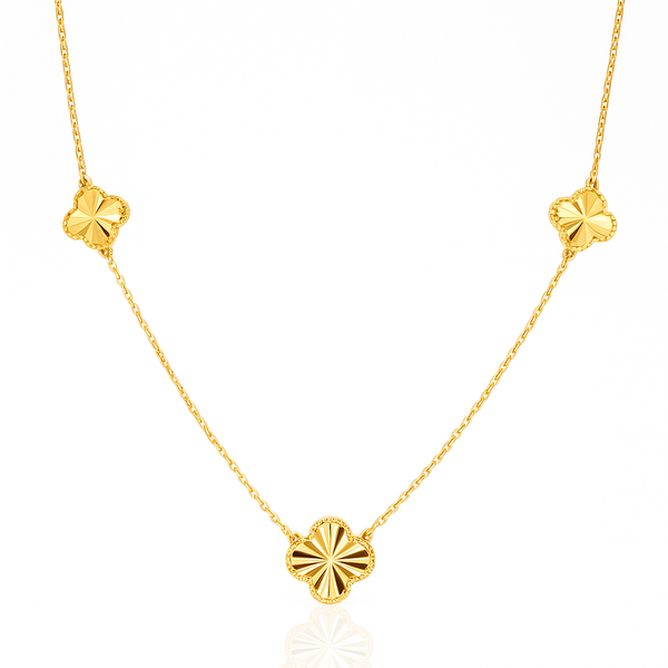 3 Flower Diamond Cut Necklace
