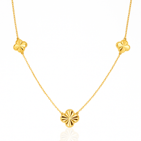 3 Flower Diamond Cut Necklace