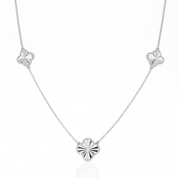 3 Flower Diamond Cut Necklace