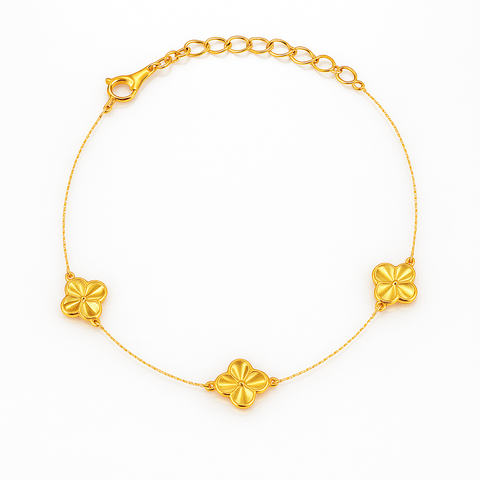3 Flower Diamond Cut Bracelet