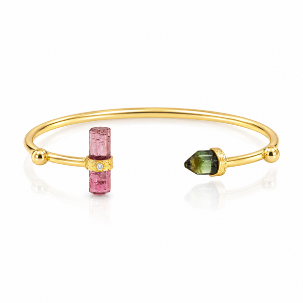 Double Tourmaline Point and Bar with Diamond Bangle