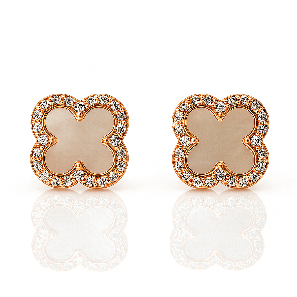 Mother of Pearl Clover Stud Earrings